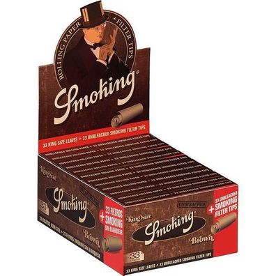 Smoking King Size Brown + Tips Zigarettenpapier 24x33 Bl Pg.