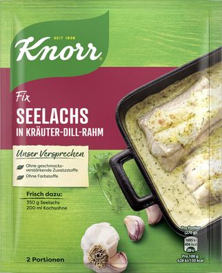 Knorr Fix Seelachs in Kräuter-Dill-Rahm 30 g Beutel, 25er Pack (25x30g)