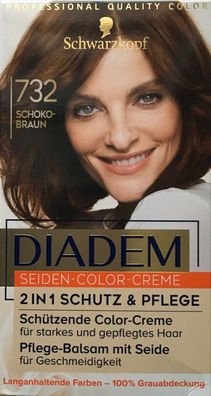 Schwarzkopf Diadem Seiden-Color-Creme 732 Schokobraun - 3 Packungen