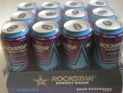 12 x 0,5 L Dosen Rockstar Energy Drink Sour Raspberry Flavour EINWEG Pfand