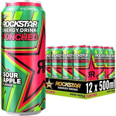 12 x 0,5 L Dosen Rockstar Energy Drink Sour Apple Flavour EINWEG Pfand