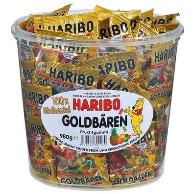 Haribo Goldbären Gummibärchen Weingummi Fruchtgummi 1x100 Minibeutel