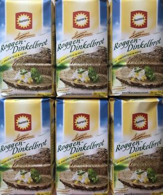 Aurora Brotbackmischung Roggen-Dinkelbrot mit Sauerteig & Hefe 6 x 500 gr