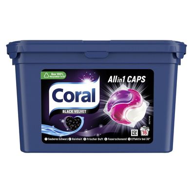 Coral Waschmittel All in 1 Caps Black Velvet 16 WL 0,339 kg Packung