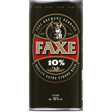 Faxe Extra Strong Bier 10% Vol 1,0L Dose, 12er Pack (12x1L) EINWEG Pfand