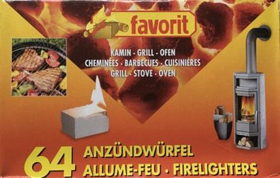 Favorit Anzündwürfel - für Kamin, Grill, Ofen - 64 Stück