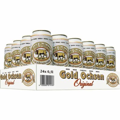 Gold Ochsen Original 5,1 % Vol. 0,5 L Dose, 24er Pack (24x0,5 L) Einweg-Pfand