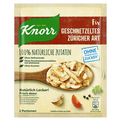 Knorr Natürlich Lecker! Geschnetzeltes Züricher Art 30 g Beutel, 19er Pack