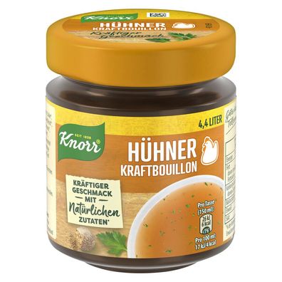 Knorr Hühner Kraftbouillon Glas ergibt 4,4 L , 88g Glas 10er Pack (10x88g)