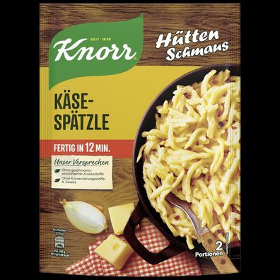 Knorr Hüttenschmaus Käse-Spätzle Nudel 149g Beutel, 9er Pack (9x149g)