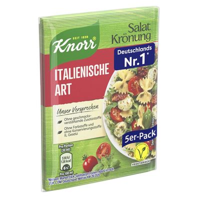 Knorr Salatkrönung Italienische Art Dressing 5er-Pack ergibt 450 ml, 8 g Beutel