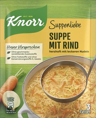 Knorr Suppenliebe Rindfleisch Suppe 76g Beutel, 14er Pack (14x76g)