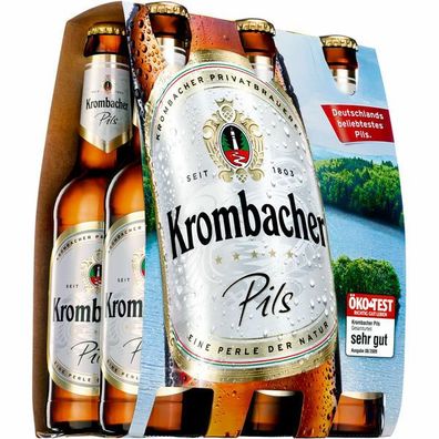 Krombacher Pils 4,8% Vol. 0,330 L Flasche, 24er Pack (4x6/0,330 L) Mehrweg-Pfand