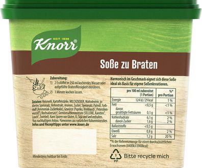 Knorr Würzbasis Soße zu Braten 253 g Dose, 6er Pack ( 6x253g )