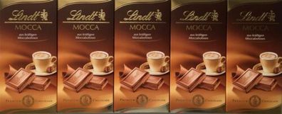 Lindt Mocca - Schokolade aus kräftigen Moccabohnen - 5 Tafeln je 100 Gramm