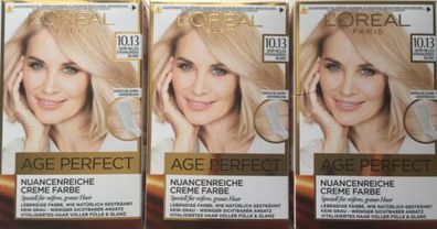 L´Oréal Excellence Age Perfect Creme Farbe - strahlendes Blond 10.13 - 3 Stück