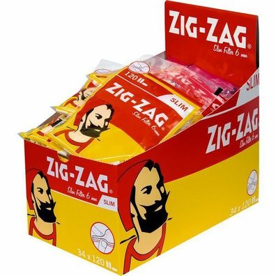 ZIG ZAG Spezial Drehfilter Slim 6 mm Wiederverschließbarer Beutel 34x120St Pg.