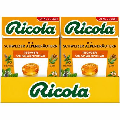 Ricola Ingwer Orangenminze ohne Zucker 50 g Box, 20er Pack (20x50 g)