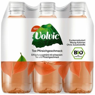 Volvic BIO Schwarztee mit Pfirsichgeschmack 0,75 L Flasche, 6er Pack (6x0,75 L)