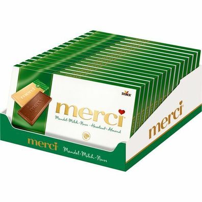 Merci Mandel-Milch-Nuss Schokolade Praline,15x100 g Tf.