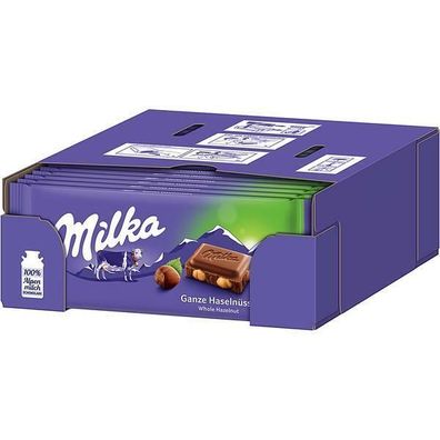 Milka Ganze Haselnüsse, Schokolade 17x100 g Tafeln