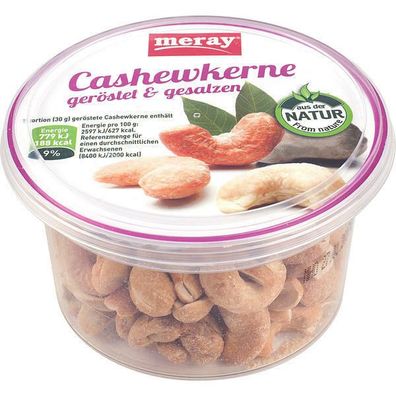 Meray Cashewkerne, geröstet + gesalzen 24x100 g Becher