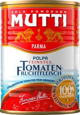 Mutti polpa di Pomodoro Tomatenpulpe Tomaten sauce 100% Italienisch 6x400g Dose