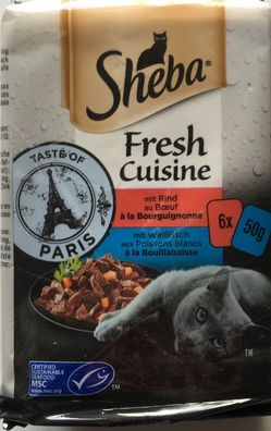 Sheba Fresh Cuisine Taste of Paris mit Rind (6x 50g) 300 g Packung 6er Pack