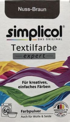 Simplicol Textilfarbe expert - Nuss Braun - auch für Wolle & Seide - 150 gr