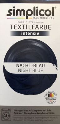 Simplicol Textilfarbe intensiv all in 1 -Flüssige Rezeptur "Nacht-Blau" Neu!