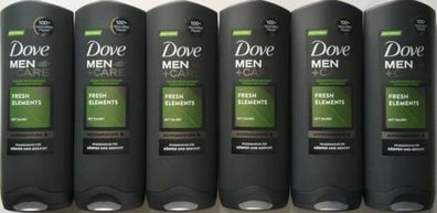 Dove Men + Care Fresh Elements - Pflegedusche für Körper und Gesicht - 6x250 ml
