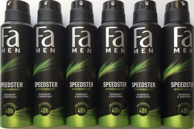 Fa Men Deo Speedster Deodorant & Bodyspray - ohne Aluminium - 6x150 ml