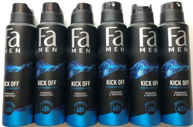 Fa Deo Spray Men Kick Off Deodorant & Bodyspray 150 ml 6er Pack (Gr. Standardgröße)