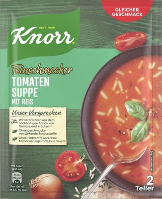 Knorr Feinschmecker Tomatensuppe mit Reis 49g Beutel, 21er Pack ( 21x49g )