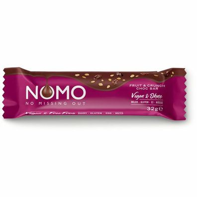 Nomo Fruit & Crunch Choc Bar vegan 32g Riegel, 24er Pack ( 24x32 g )