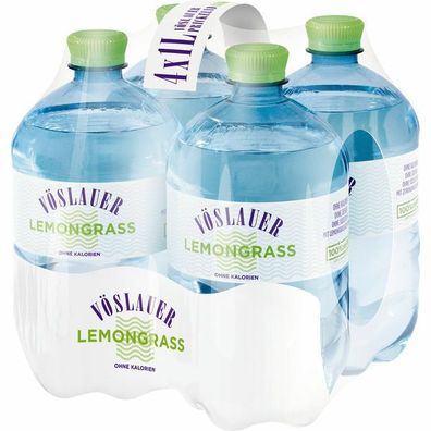 Vöslauer Flavour Lemongrass OhneKalorien 1L Flasche, 4er Pack (4x1L) EinwegPfand