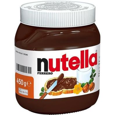 Nutella Haselnuss Nougat Creme Brotaufstrich nussig schokoladig 1x450 g Glas