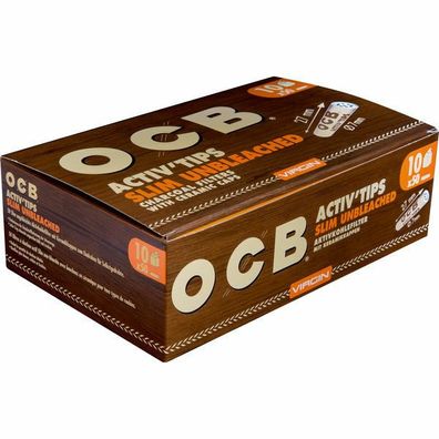 OCB ActivTips Slim Unbleached 7 mm Aktivkohlefilter mit Keramikkappen 10x50St Pg