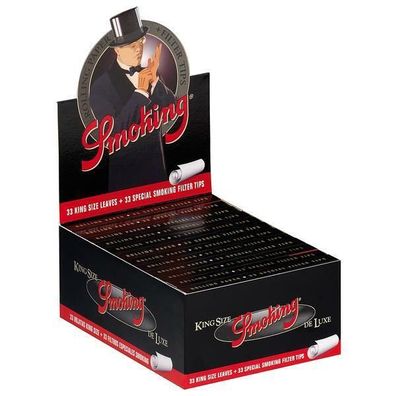 Smoking King Size Deluxe + Tips Zigarettenpapier 24x33 Bl Pg.