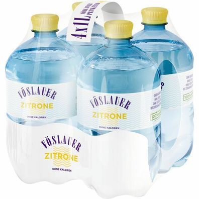 Vöslauer Flavour Zitrone Ohne Kalorien 1L Flasche, 4er Pack (4x1L) Einweg Pfand