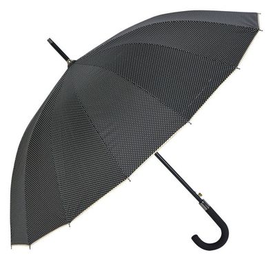Clayre & Eef Damen Stockschirm Regenschirm Punkte schwarz Schirm