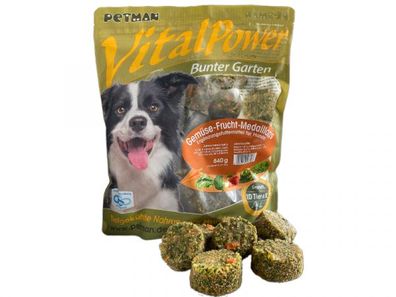 Petman Vital Power Gemüse-Frucht-Medaillons Hundefutter 840 g (Inhalt Paket: 19 Stück