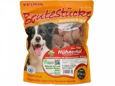 Petman Beutestücke HühnerHof Hundefutter 750 g (Inhalt Paket: 19 Stück)