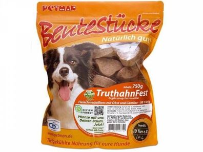 Petman Beutestücke TruthahnFest Hundefutter 750 g (Inhalt Paket: 8 Stück)