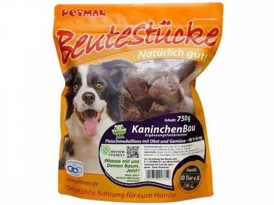 Petman Beutestücke KaninchenBau Hundefutter 750 g (Inhalt Paket: 19 Stück)