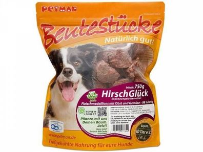 Petman Beutestücke HirschGlück Hundefutter 750 g (Inhalt Paket: 19 Stück)