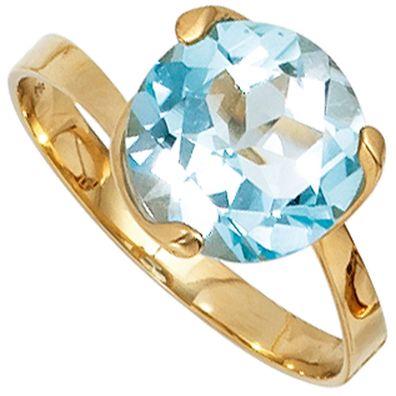 Damen Ring 585 Gold Gelbgold 1 Blautopas hellblau blau Goldring Gelbgoldring