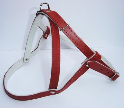 Hundegeschirr - Geschirr, Brustkorb 35-41 cm, Leder + ROT, NEU ac