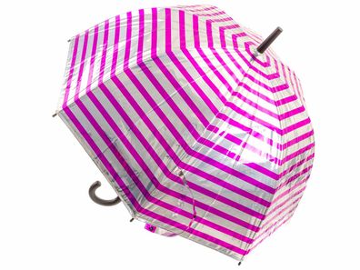 Happy Rain Long AC Domeshape Langschirm, silber-pink gestreift