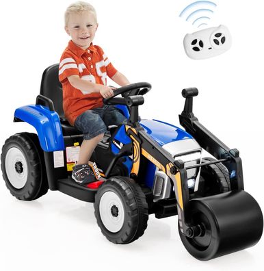 12V Kinder Elektroauto mit Verstellbarer Walze, Aufsitz Straßenwalze 3-8 km/ h 2,4GHz